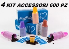 4 KIT ACCESSORI PER CAFFE' 600 BICCHIERI 600 BUSTINE DI ZUCCHERO 600 PALETTE