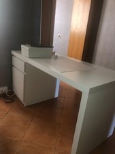 Scrivania bianca lucida ufficio VIRGIL pc computer casa studio moderno design 