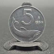 5 lire delfino 1969 Con 1 Capovolto