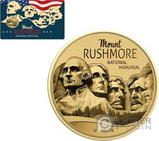 MOUNT RUSHMORE 1/1000 oz moneta d'oro 3000 franchi Ciad 2024