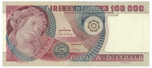 100000 lire banca italia - lire, d'italia