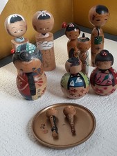 Set di 9 piccole bambole kokeshi retrò, ornamenti Dimensioni: 5,5 ~ 7,5 cm...