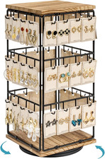 Porta Orecchini, Espositore Orecchini Rotante a 360°, Porta Gioielli a 3 Livelli