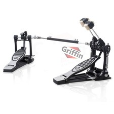 GRIFFIN Doppio Pedale per Batteria Kick - Doppio Piede Basso Doppia Catena Percussioni Hardware