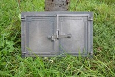 Porta forno, porta forno in ghisa, porta camino nero opaco / legno argento...
