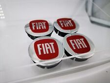 4 Tappi Coprimozzo FIAT con Logo rosso Cerchi in Lega 50mm kit 4 pezzi