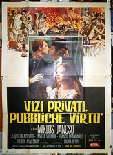 manifesto 4F film VIZI PRIVATI PUBBLICHE VIRTU' Miklós Jancsó 1975 Simeoni art