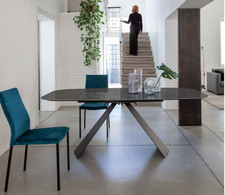 TAVOLO FISSO PIANO ELLITTICO IN CERAMICA FLORIM LUCIDA BASE IN ACCIAIO NERO 606