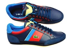 Nuove scarpe Lacoste uomo Chaymon 222 blu navy rosso pelle sneakers casual