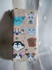 PORTAFOGLI GRANDE WALLET LARGE DOPPIA ZIP ECOPELLE CANI E GATTI