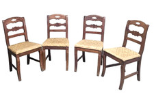 Set 4 Sedie Antiche Piemontesi '800 Legno di Noce STILE RESTAURAZIONE Originali