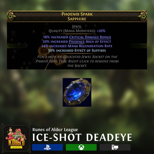 Ice shot deadeye - jewel, mana