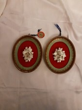 CAPODIMONTE VINTAGE 2 QUADRETTI ROSELLINE BIANCHE