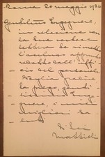 Lettera autografa di Alessandro Mattioli Pasqualini
