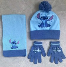 LILO E STITCH SET 3 PEZZI SCIARPA GUANTI CAPPELLO STITCH BAMBINI ANIMATION 