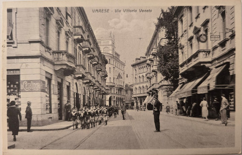 Cartolina 1933 varese via - varese,