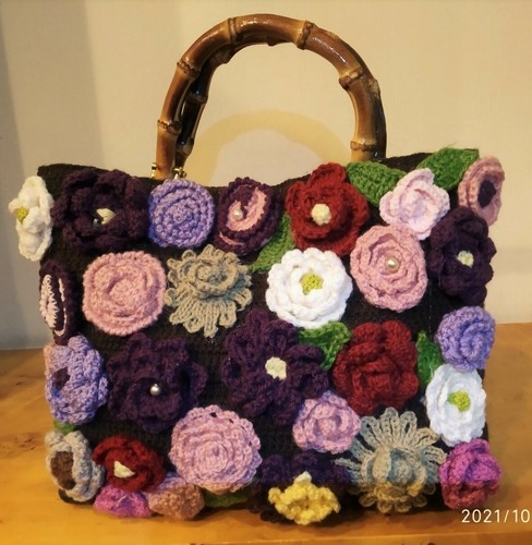 Borsa uncinetto con roselline - uncinetto,