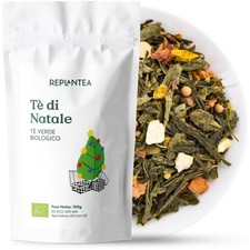 TÈ DI NATALE BIO 100g (50 Tazze) Tè Verde di Natale con Cannella Arancia Pepe