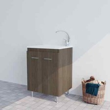  Lavatoio lavanderia mobile in legno vasca resistente agli acidi ROVERE MORO