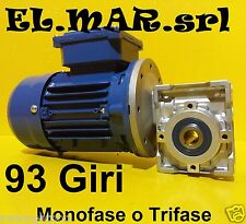 Motoriduttore 93 Giri HP 0,12 Riduttore di giri Motore Monofase Trifase Kw 0,09