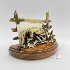 Portabiglietti da visita antico in ottone da scrivania porta lettere posta Volpe