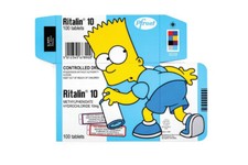 Ben Frost - Cartolina da esposizione Bart On Ritalin 5,5" x 8,5" - Stampa artistica (2022)