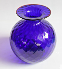 L68-VENINI BALLOTON 98-BLU-BORDO ROSSO-MISURA 2  DESIGN  GLASS MURANO VETRO