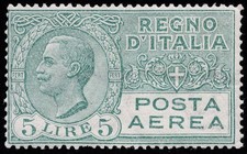 1926 Italia Posta Aerea - Posta Aerea 5 Lire Francobollo Scott C9 MNH Fine