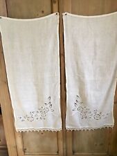 Antica Coppia Tende tenda tendine Ricamate A Mano in Lino 