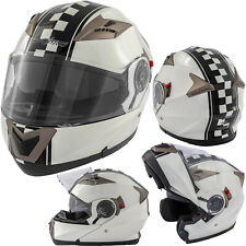 Casco Modulare Moto Doppia Visiera Omologato ECE 22 Touring Grafica Bianco