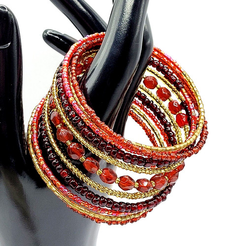 Bracciale perline vetro - vetro, tono