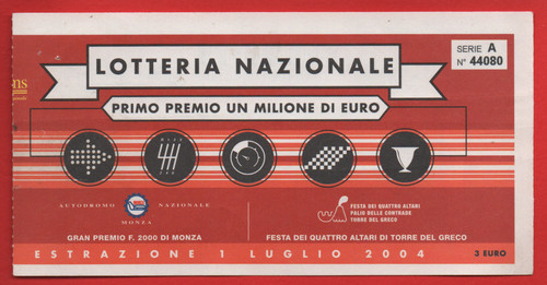Biglietto lotteria monza - lotteria, di