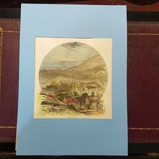 Vecchia xilografia stampa colorata a mano pittoresca Europa Holyrood Palazzo Scozia