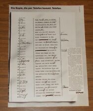 Rara Pubblicità POSTA FEDERALE Telecopia con Telefax - Telecopiatrice AF31 1986