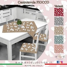 Runner Striscia+Centrotavola Centro Cucina Tavolo Stampa Fiocco Made In Italy