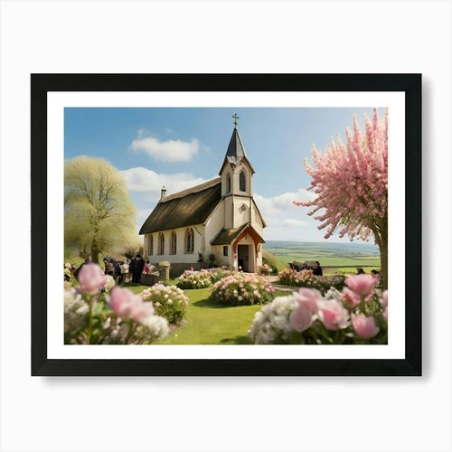 Quadro chiesa fiore - chiesa, stampa