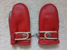 Moffole/guanti da neve da bambino Invicta, in pelle imbottiti - anni '70,vintage