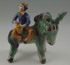 FIGURINA ASINO VIETRI ANNI 50 MAIOLICA CON CAVALIERE ICS DOLKER GAMBONE VINTAGE #29