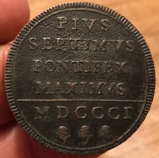 Moneta 1 Baiocco 1801, Stato Pontificio Pio VII, Rif. 6282