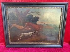 quadro antico, caccia al cervo