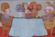 Antonio Possenti (Lucca 1933-2016) In colloquio splendido OLIO su tela cm 20x30