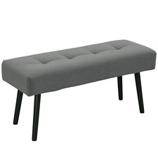 HOMCOM Panca Fondo Letto in Tessuto Effetto Velluto a Coste 100x36x45 cm Grigio