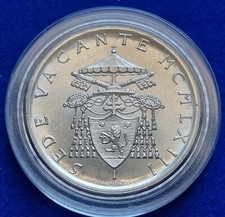 MONETA ARGENTO 500 £ STATO CITTÁ DEL VATICANO PAPA SEDE VACANTE 1963 MCMLXIII