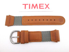 Cinturino orologio originale Timex Expedition misura ansa 19 mm verde oliva nylon pelle marrone chiaro