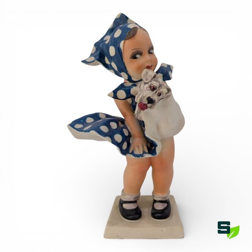 Scultura bimba con cane - scultura, g