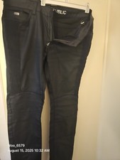 Young Republic Leather Type Black Jeans Size 36 W Wavy Pattern Uni Sex
