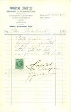 1935 ROMA Concetto PROSPERI Impianti termosifone Costruzione fumisteria *Fattura