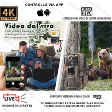 FOTOTRAPPOLA CAMERA VIDEO FOTO LIVE 4K APP TELEFONO 4G HD SPIA INFRAROSSI 