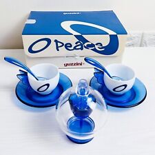 Set da caffè Guzzini "O Peace" blu con tazze piattini cucchiaini zuccheriera