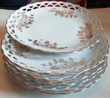 Set 6 Piattini Bavaria 87 - Piatti In Ceramica Filo Oro - Diametro 17 Cm.